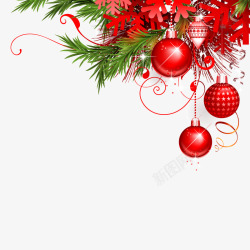 红色彩球圣诞节小贴纸各种装饰素材