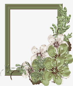 精致浅绿色花朵相框素材