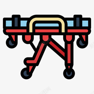 滚轮担架担架急诊17线性颜色图标