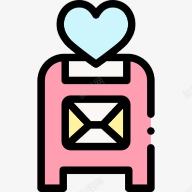线描边线邮箱爱情短信4线颜色图标