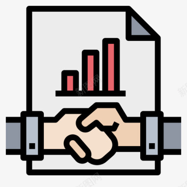 握手谈判握手财务55线条颜色图标
