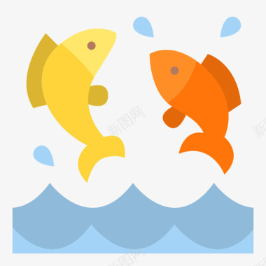 珍爱环境鱼类生态环境10扁平图标