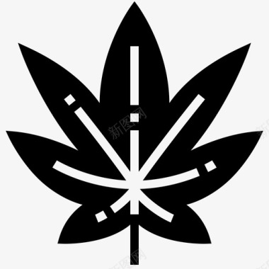 灰白叶子大麻叶子戒烟雕文0000058图标