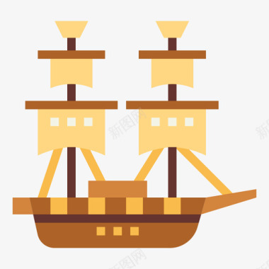 帆船帆船7号船平底船图标