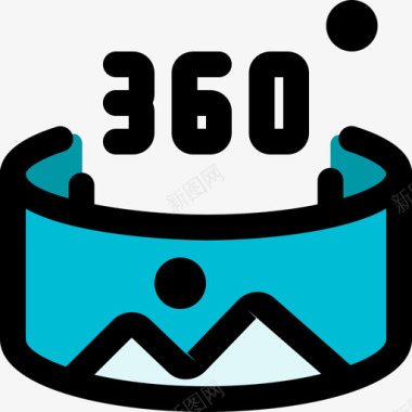 360杀毒360度虚拟现实123线性颜色图标