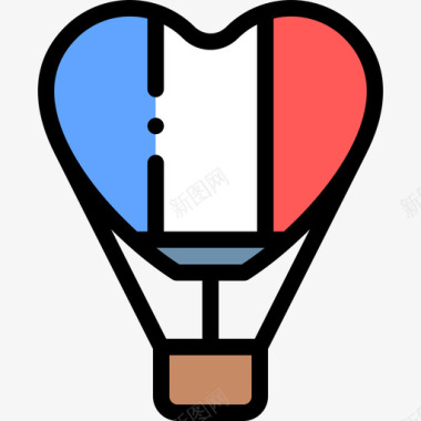 热气球热气球法国12线性颜色图标