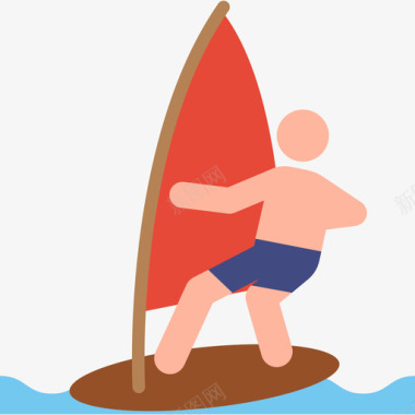 运动小人图标矢量素材风帆水上运动14彩色图标