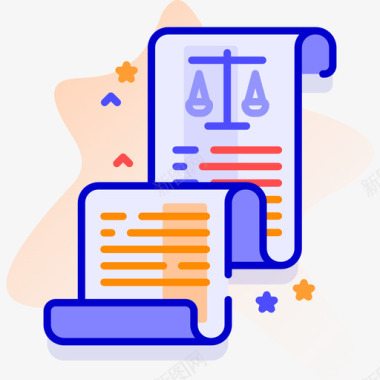 线性插画法律法律和正义62线性颜色图标