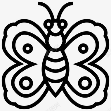 蝴蝶昆虫6线状图标