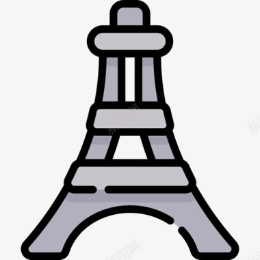 法国风法国埃菲尔铁塔19线性颜色图标