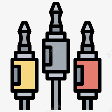 插孔连接器电视67线性彩色图标