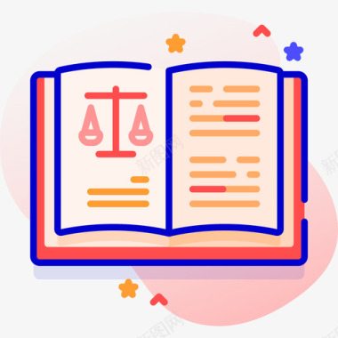 线性插画法律书籍法律与正义62线性色彩图标