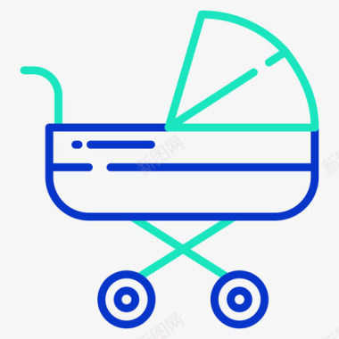 小孩和婴儿婴儿车玩具53轮廓颜色图标