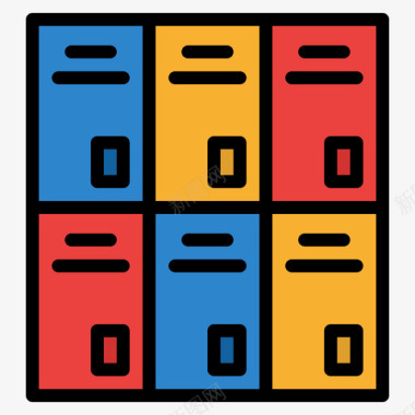 储物柜收纳柜储物柜教育374线性颜色图标