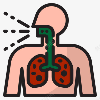 99重阳节咳嗽冠状病毒99线形颜色图标