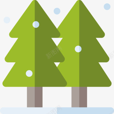 自然的松树冬季自然20平坦图标