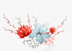 唯美红色珊瑚花卉婚礼请柬装饰模板图案手账76唯美红素材
