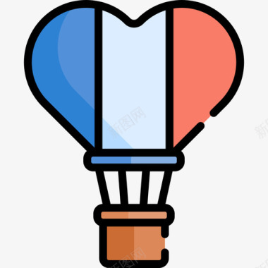 热气球热气球法国23线性颜色图标