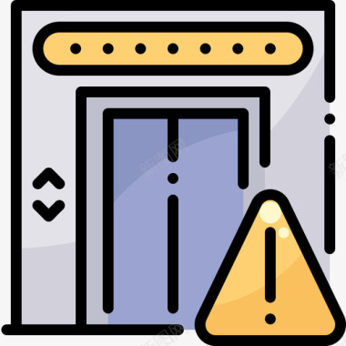 电梯标志电梯社交距离4线性颜色图标