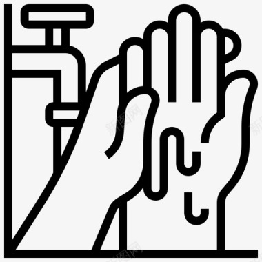 手洗洗手18线性图标
