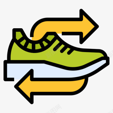 运动小人图标矢量素材运动鞋可回收24线性颜色图标