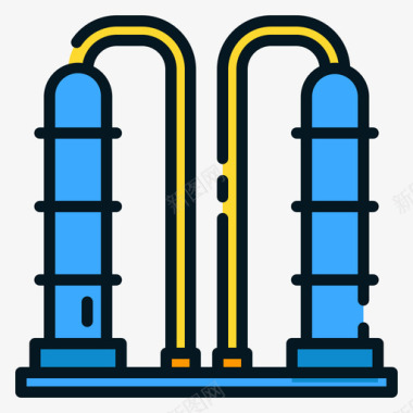 石油工业蒸馏石油工业16线性颜色图标