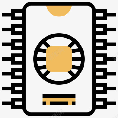 AI芯片芯片电子元件10黄色阴影图标