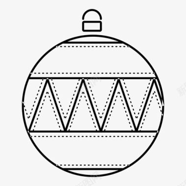 锯齿形装饰条纹球圣诞图标
