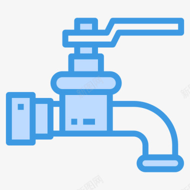 蓝色水彩水龙头水管工工具11蓝色图标