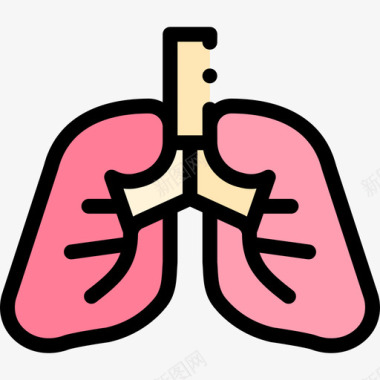 公共信息标志肺医学60线状颜色图标