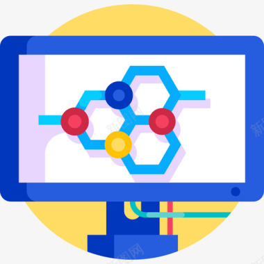 晶体分子分子实验室89扁平图标