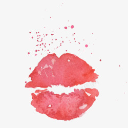 唯美水彩红唇唇印婚礼请柬海报装饰透明图案7唯美水彩素材
