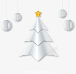 白色折纸圣诞树贺卡矢量图节日壁纸节日壁纸素材