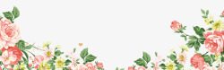 手绘彩绘植物绿叶唯美粉色花卉花朵古风艺术插画素材