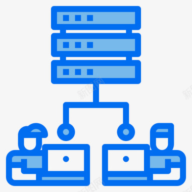 蓝色服务器存储在家工作6蓝色图标