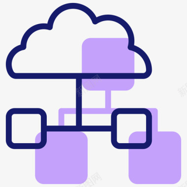 商务云计算云计算数字商务6线性色彩图标