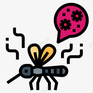 病毒细菌图片蚊子病毒传播100线状颜色图标