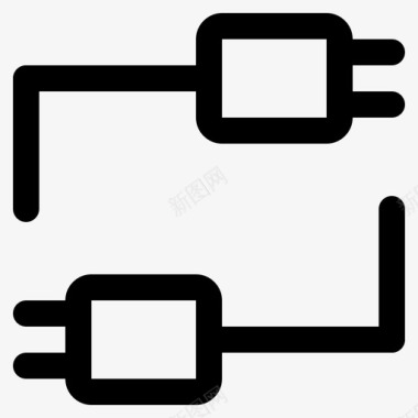 类连接对开双插电电池连接图标