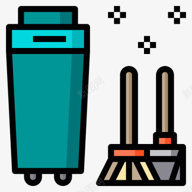 打扫清洁垃圾桶清洁162线性颜色图标