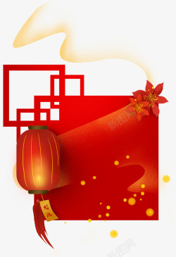 中国风红色边框中秋春节卡通免扣字幕平面对话框字幕条素材