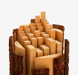 木桩木头木板木条松木PNS透明底素材