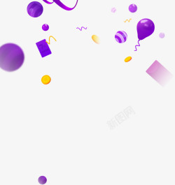 紫色气球钱币漂浮素材