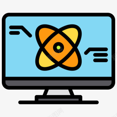 科学量子计算机科学152线性颜色图标