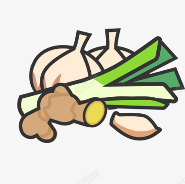 手绘线条蔬菜葱姜蒜图标