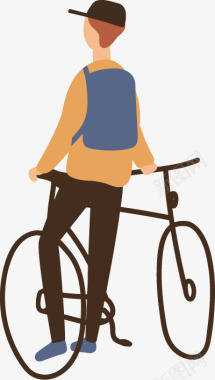 骑自行车的少年扁平ui人物图免扣扁平等距插画人物合图标