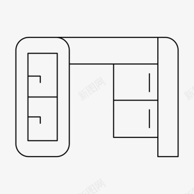 办公装饰书桌装饰家具图标