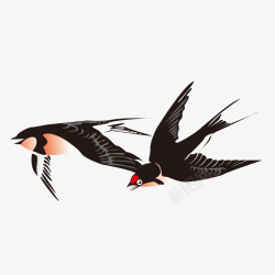 中国古风水墨水彩手绘燕子免扣透明PS设计47中国古素材