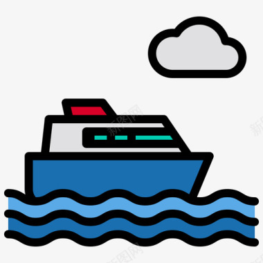 船的素材船夏季20线性颜色图标