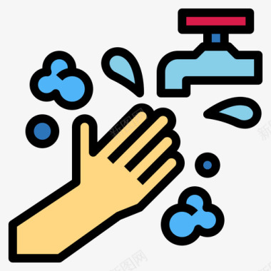 手洗洗手40线性颜色图标