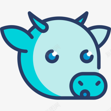 牛耕田牛动物106线性颜色图标